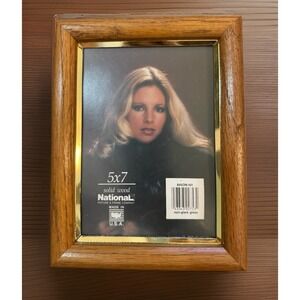 Vtg No-Glare Glass Solid Wood & Brass Trim National PICTURE & FRAME Co U.S.A.